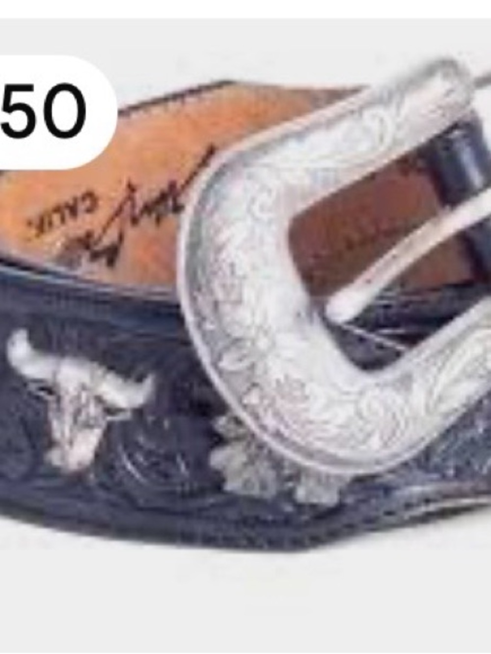 Vtg Leather Hand Tooled Western Concho Belt from Billy Belts California - Picture 4 of 4